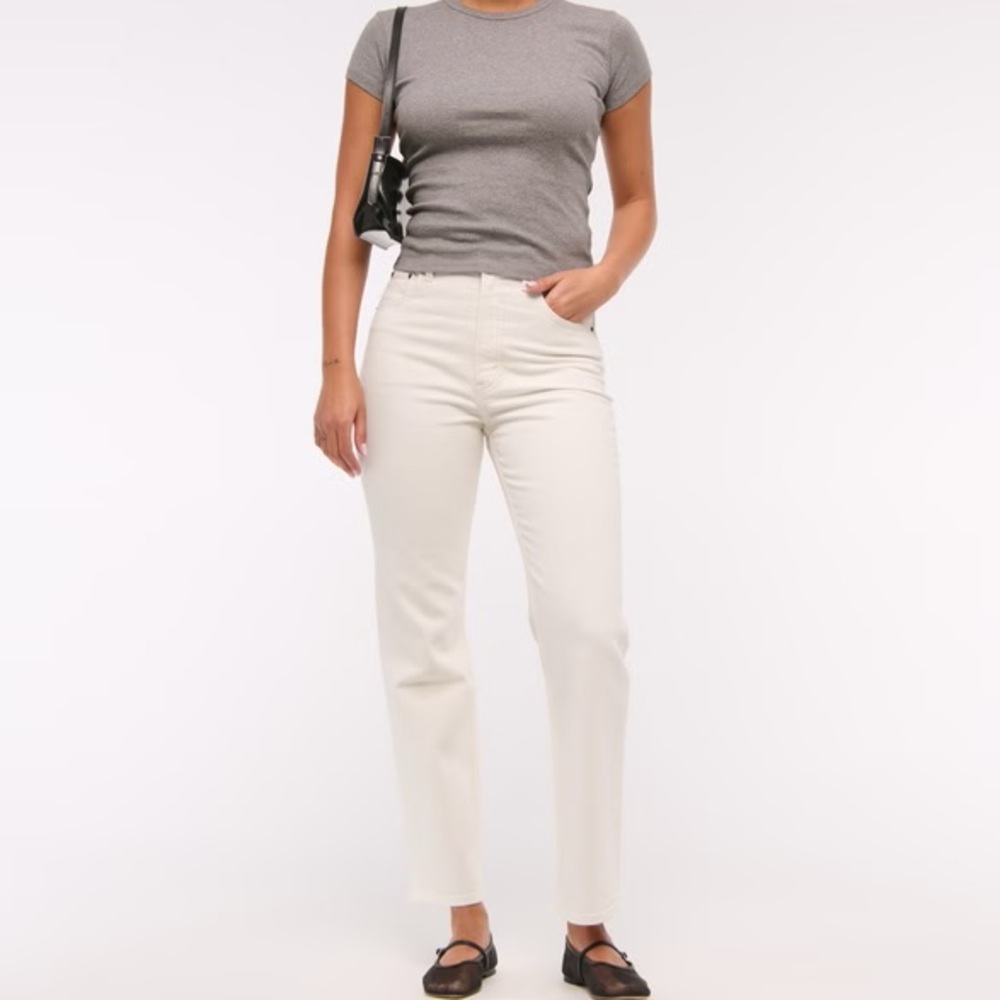 Abercrombie & Fitch Beige The Ankle Straight Ultra High Rise Jeans Size 26